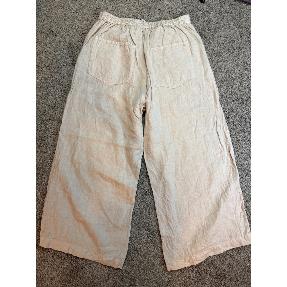 Fresh Laundry Women's Beige Linen Blend Wide Leg Cropped Pants Size Medium - Picture 5 of 9